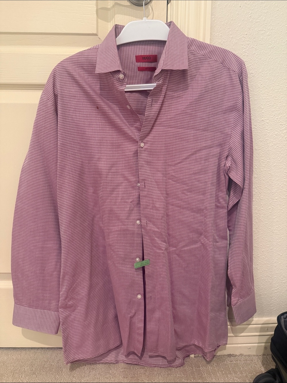 Hugo Boss Men's Pink Micro-Check Dress Shirt